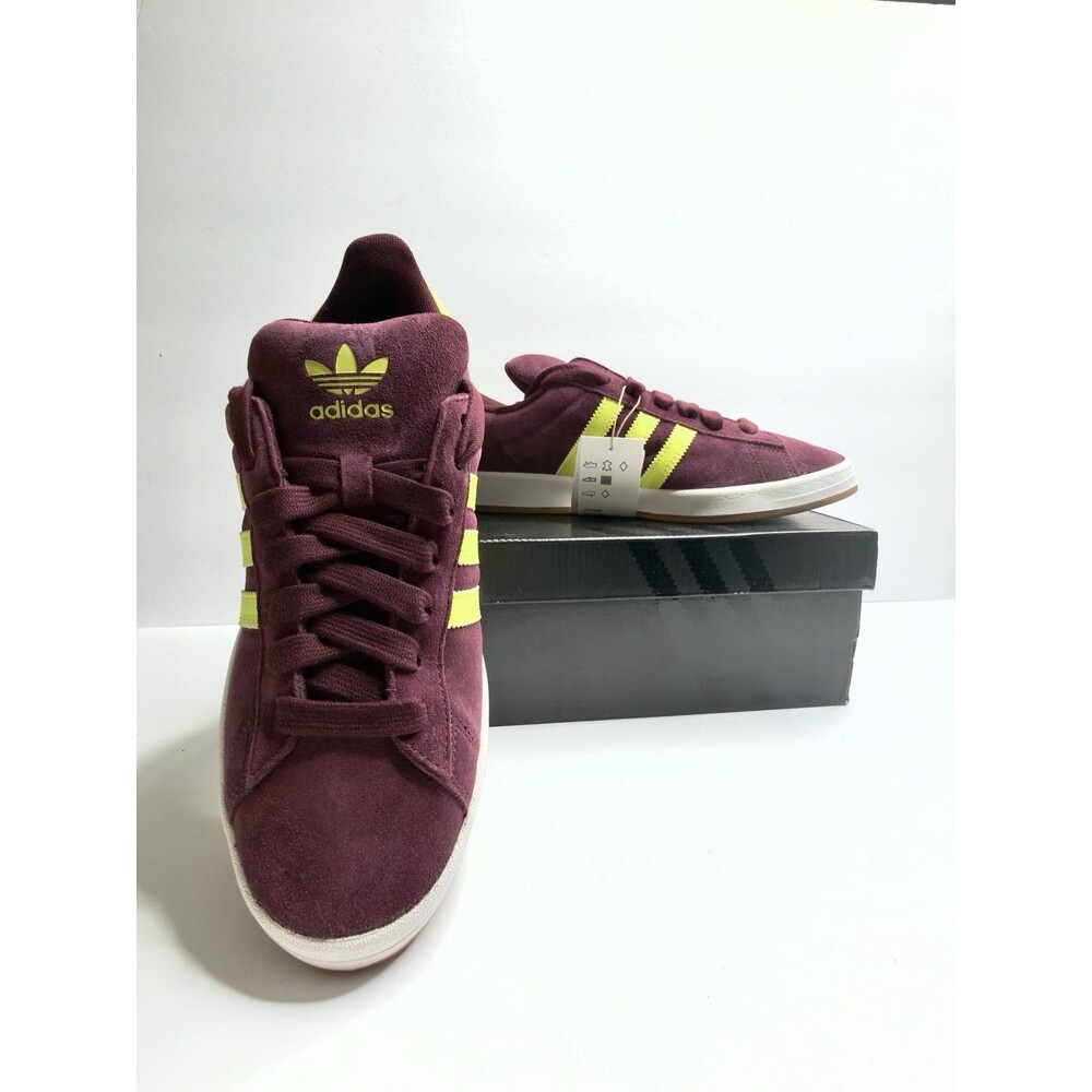 Adidas Campus ADV Maroon Semi Solar Yellow Skate Shoes Mens 10.5 Womens 11.5 New